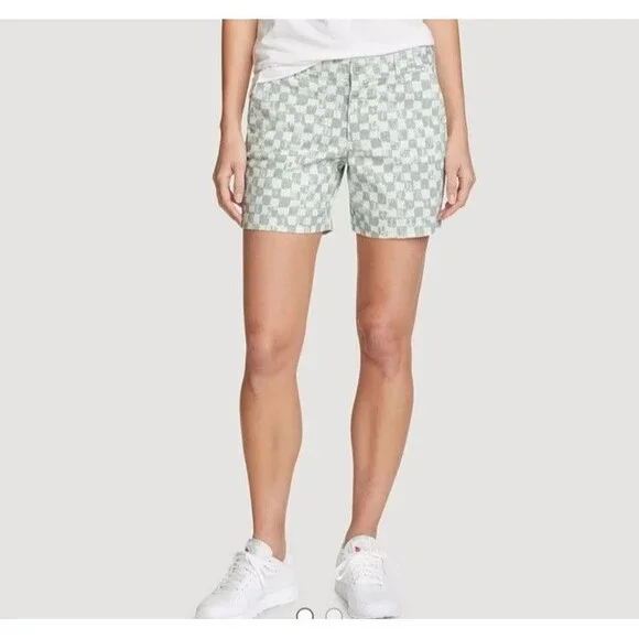 Eddie Bauer Womens Legend Stretch Wash Checkered Shorts Size 10 NWT - Picture 1 of 12
